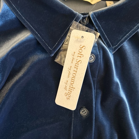 Soft Surroundings Blue 3/4 Sleeve Button Down Tunic - Picture 13 of 13